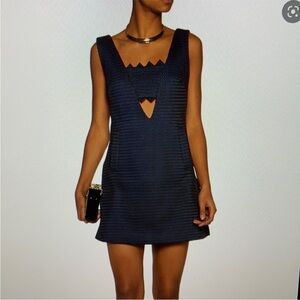 Self-Portrait Navy Textured Mini Dress